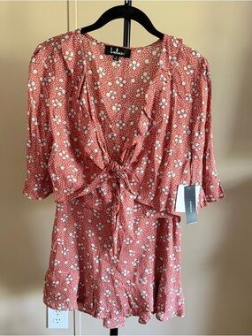 NWT Lulu's Floral Tie Top & Skirt Set Date Night Resort Wear Vacation Size Small